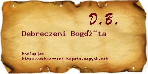 Debreczeni Bogáta névjegykártya